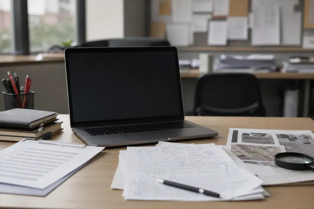 L444 Trust editorial boundary review desk scene